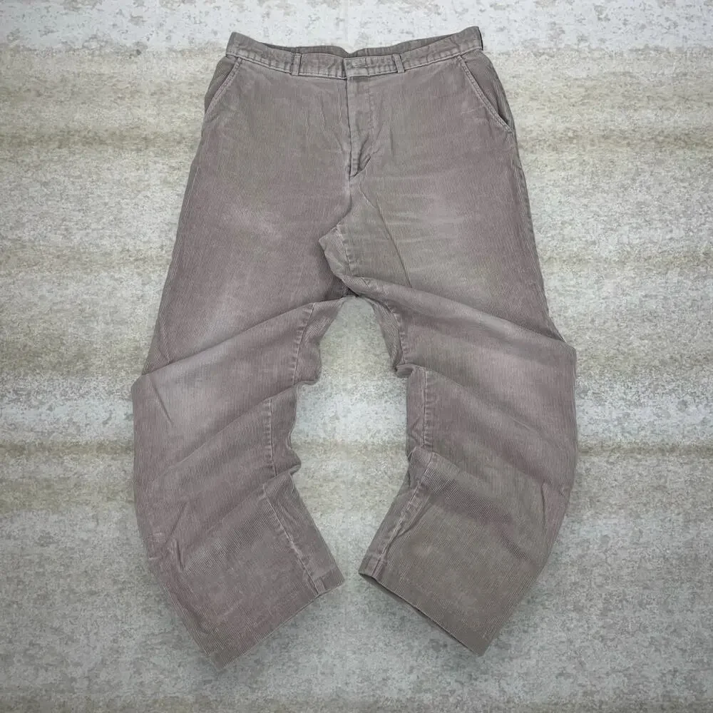 Vintage 90s Haggar Corduroy Pants 36x31 Straight Fit Light Tan Flat Front